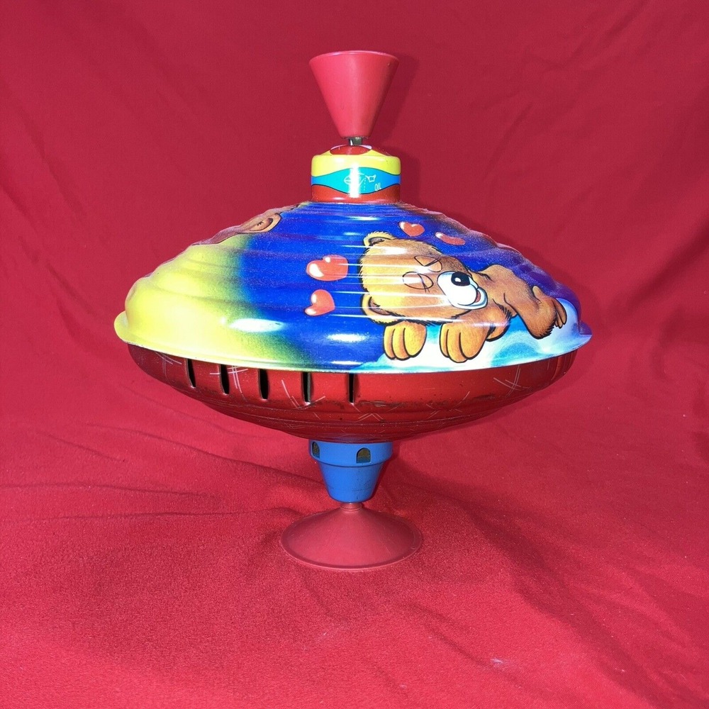 Vintage LBZ Western Germany Tin Top Baby / Bears Colorful / 8" Tall 7.25" Across